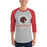 Man wearing Westfield High School Mustangs Unisex 3/4 sleeve Raglan T-shirt 226