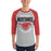 Man wearing Westfield High School Mustangs Unisex 3/4 sleeve Raglan T-shirt 204