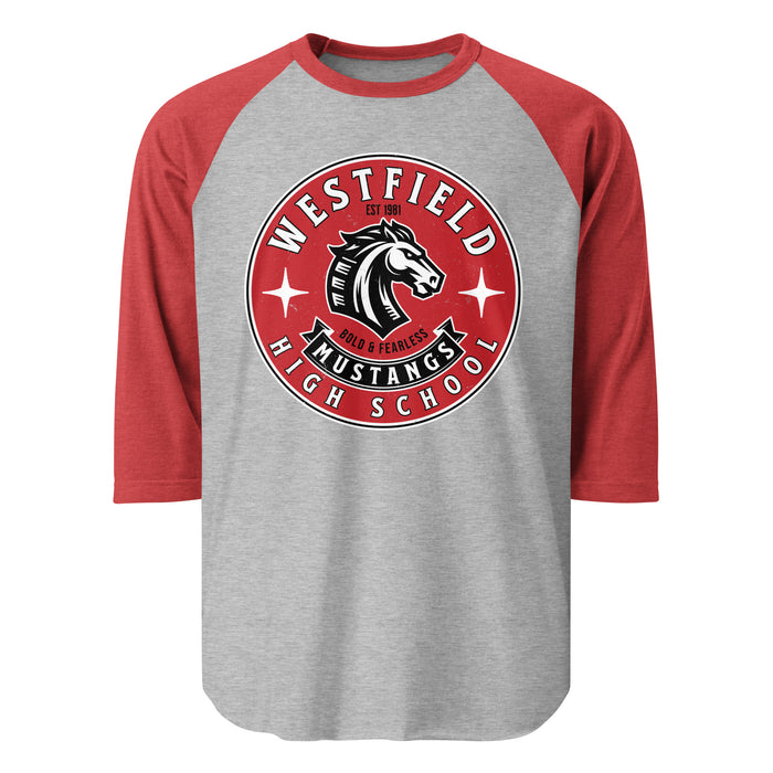 Westfield High School Mustangs Unisex 3/4 sleeve Raglan T-shirt 215