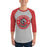 Man wearing Westfield High School Mustangs Unisex 3/4 sleeve Raglan T-shirt 215