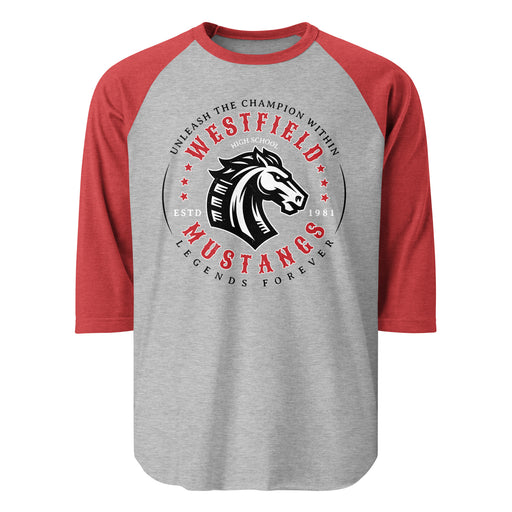 Westfield High School Mustangs Unisex 3/4 sleeve Raglan T-shirt 214