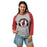 Woman wearing Westfield High School Mustangs Unisex 3/4 sleeve Raglan T-shirt 220