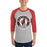 Man wearing Westfield High School Mustangs Unisex 3/4 sleeve Raglan T-shirt 220