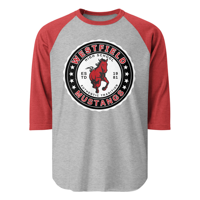 Westfield High School Mustangs Unisex 3/4 sleeve Raglan T-shirt 216