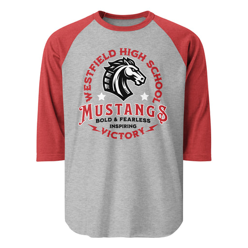 Westfield High School Mustangs Unisex 3/4 sleeve Raglan T-shirt 206