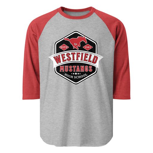 Westfield High School Mustangs Unisex 3/4 sleeve Raglan T-shirt 209