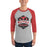 Man wearing Westfield High School Mustangs Unisex 3/4 sleeve Raglan T-shirt 209