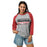 Woman wearing Westfield High School Mustangs Unisex 3/4 sleeve Raglan T-shirt 031