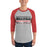 Man wearing Westfield High School Mustangs Unisex 3/4 sleeve Raglan T-shirt 031