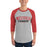 Man wearing Westfield High School Mustangs Unisex 3/4 sleeve Raglan T-shirt 021