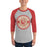 Man wearing Caney Creek High School Panthers Unisex 3/4 sleeve Raglan T-shirt 203