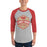 Man wearing Caney Creek High School Panthers Unisex 3/4 sleeve Raglan T-shirt 209