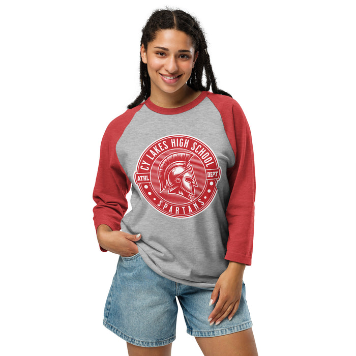 Woman wearing Cypress Lakes High School Spartans Unisex 3/4 sleeve Raglan T-shirt 224