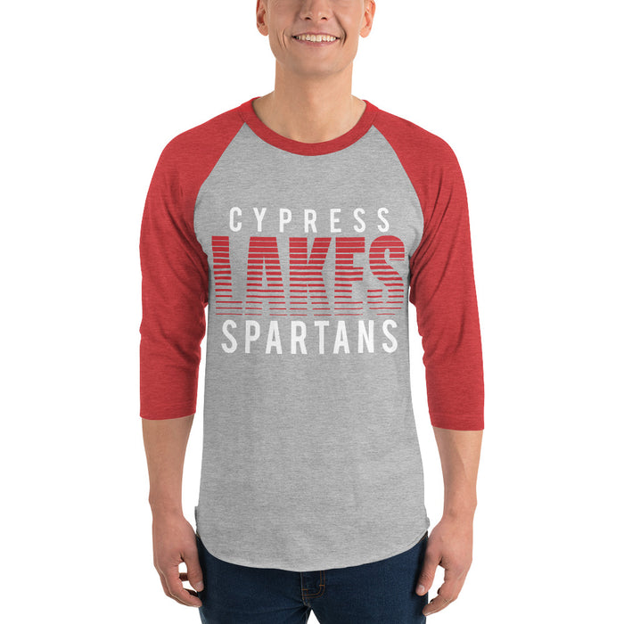 Man wearing Cypress Lakes High School Spartans Unisex 3/4 sleeve Raglan T-shirt 024