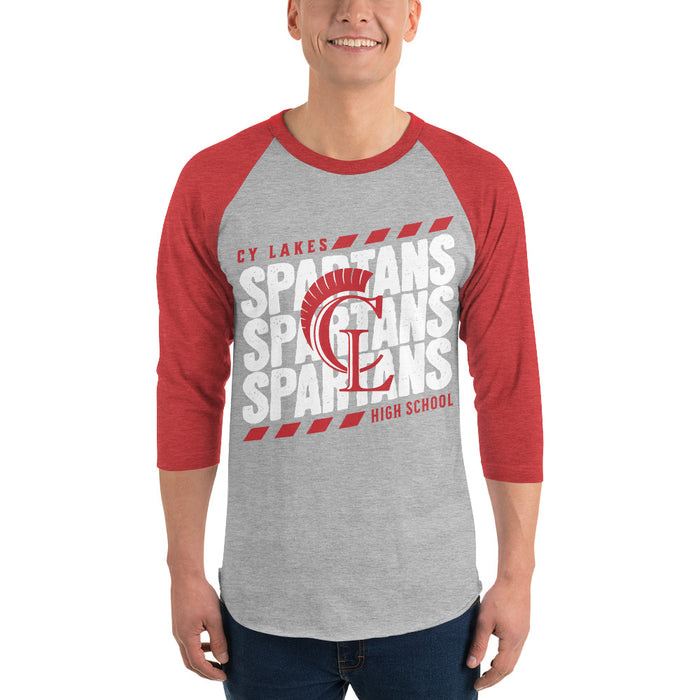 Man wearing Cypress Lakes High School Spartans Unisex 3/4 sleeve Raglan T-shirt 223
