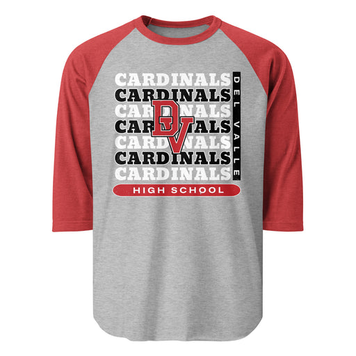 Del Valle High School Cardinals Unisex 3/4 sleeve Raglan T-shirt 235