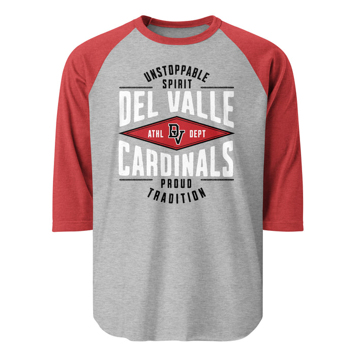 Del Valle High School Cardinals Unisex 3/4 sleeve Raglan T-shirt 210