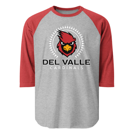 Del Valle High School Cardinals Unisex 3/4 sleeve Raglan T-shirt 226
