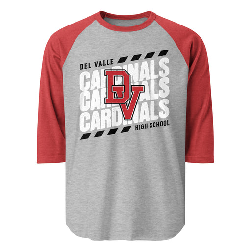 Del Valle High School Cardinals Unisex 3/4 sleeve Raglan T-shirt 223