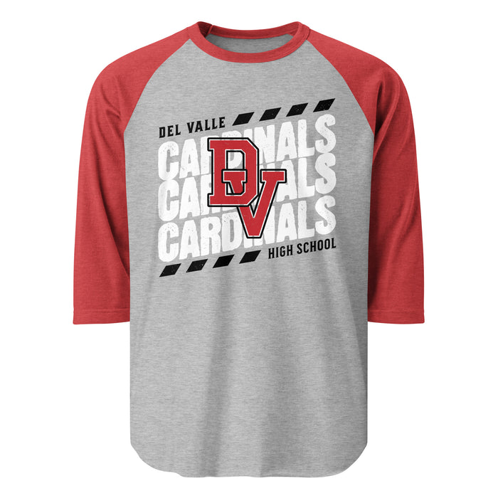 Del Valle High School Cardinals Unisex 3/4 sleeve Raglan T-shirt 223