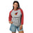 Woman wearing Del Valle High School Cardinals Unisex 3/4 sleeve Raglan T-shirt 217