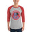 Man wearing Duncanville High School Panthers Unisex 3/4 sleeve Raglan T-shirt 215