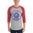 Man wearing Duncanville High School Panthers Unisex 3/4 sleeve Raglan T-shirt 220