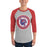 Man wearing Duncanville High School Panthers Unisex 3/4 sleeve Raglan T-shirt 216