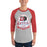 Man wearing Duncanville High School Panthers Unisex 3/4 sleeve Raglan T-shirt 219