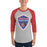 Man wearing Duncanville High School Panthers Unisex 3/4 sleeve Raglan T-shirt 225