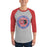 Man wearing Duncanville High School Panthers Unisex 3/4 sleeve Raglan T-shirt 224