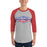 Man wearing Duncanville High School Panthers Unisex 3/4 sleeve Raglan T-shirt 009