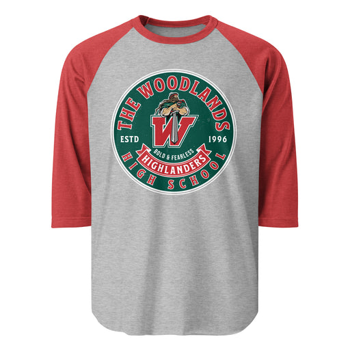 The Woodlands High School Highlanders Unisex 3/4 sleeve Raglan T-shirt 215