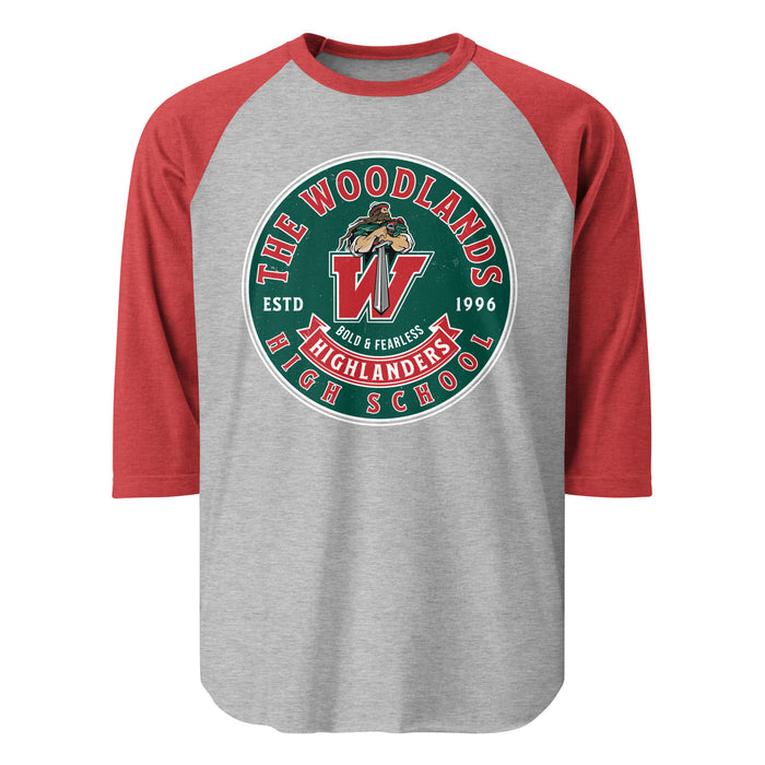 The Woodlands High School Highlanders Unisex 3/4 sleeve Raglan T-shirt 215