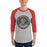 Man wearing The Woodlands High School Highlanders Unisex 3/4 sleeve Raglan T-shirt 215
