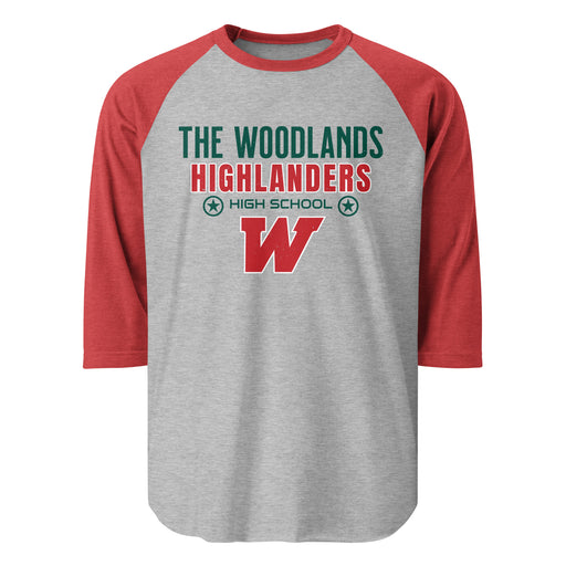 The Woodlands High School Highlanders Unisex 3/4 sleeve Raglan T-shirt 003