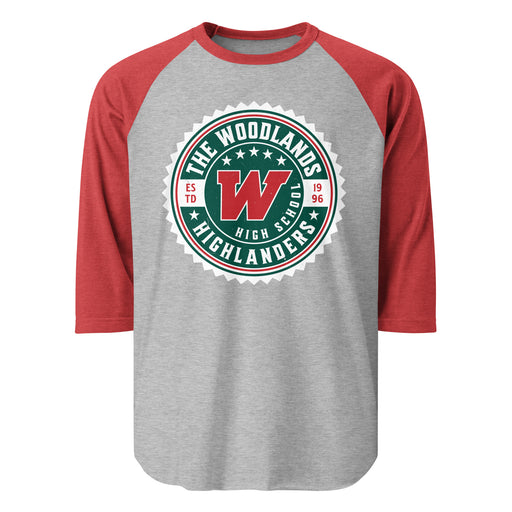 The Woodlands High School Highlanders Unisex 3/4 sleeve Raglan T-shirt 203