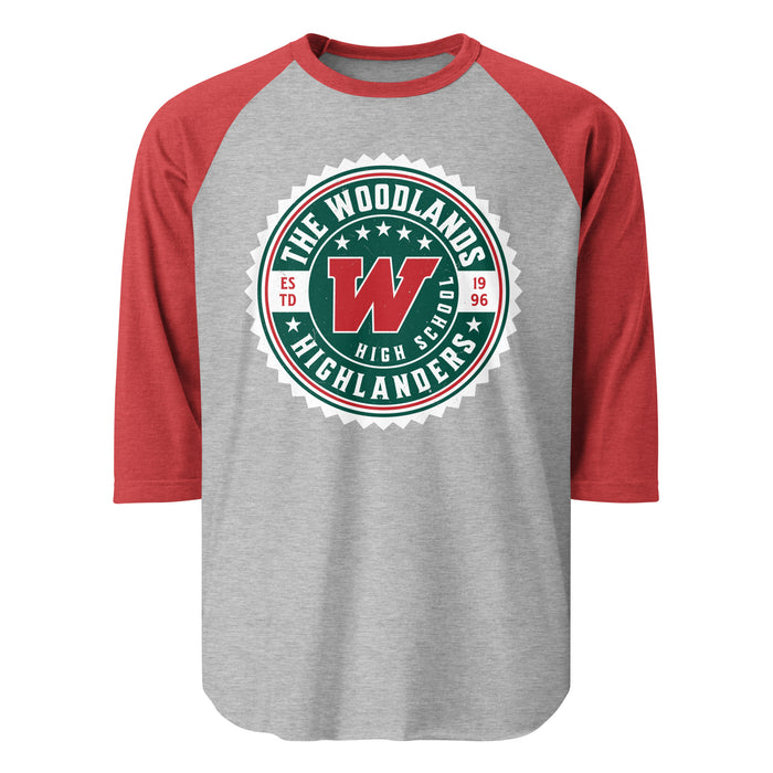 The Woodlands High School Highlanders Unisex 3/4 sleeve Raglan T-shirt 203