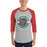 Man wearing The Woodlands High School Highlanders Unisex 3/4 sleeve Raglan T-shirt 203