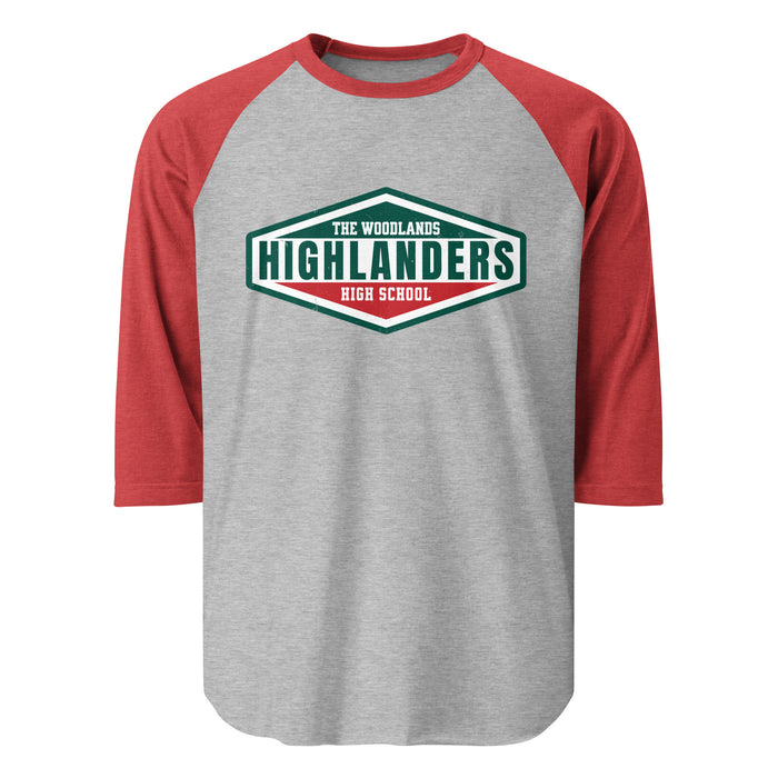 The Woodlands High School Highlanders Unisex 3/4 sleeve Raglan T-shirt 009