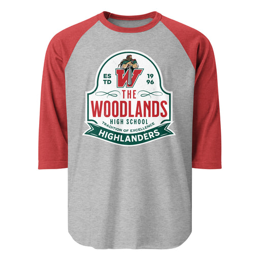 The Woodlands High School Highlanders Unisex 3/4 sleeve Raglan T-shirt 219