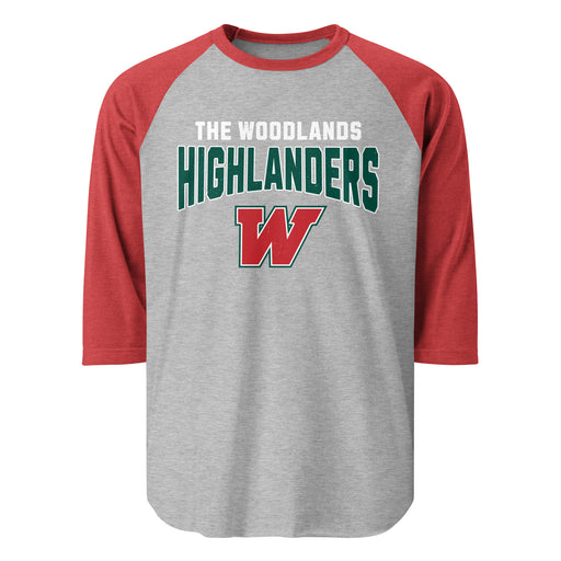 The Woodlands High School Highlanders Unisex 3/4 sleeve Raglan T-shirt 234