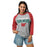 Woman wearing The Woodlands High School Highlanders Unisex 3/4 sleeve Raglan T-shirt 234
