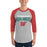 Man wearing The Woodlands High School Highlanders Unisex 3/4 sleeve Raglan T-shirt 234