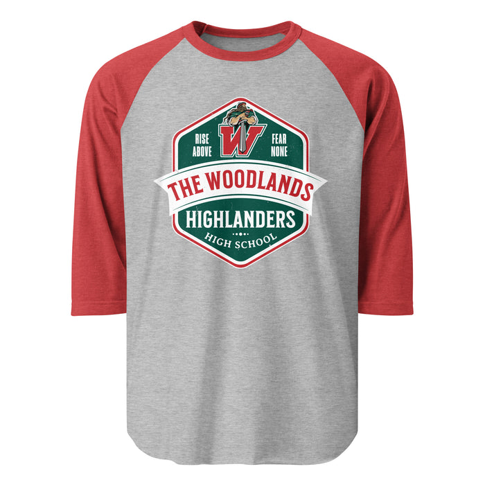 The Woodlands High School Highlanders Unisex 3/4 sleeve Raglan T-shirt 209