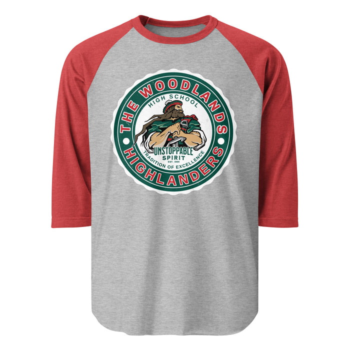 The Woodlands High School Highlanders Unisex 3/4 sleeve Raglan T-shirt 216