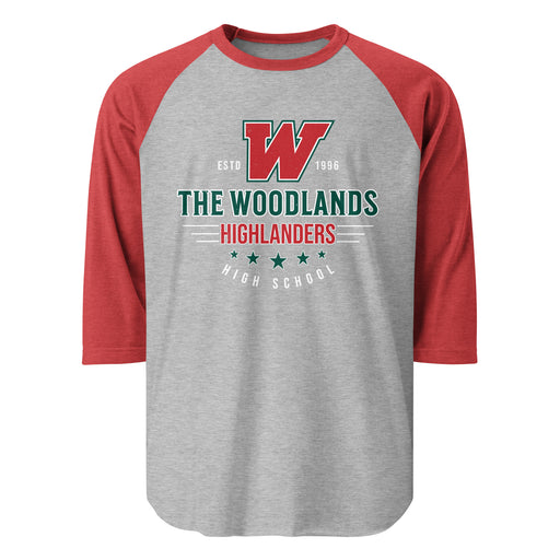 The Woodlands High School Highlanders Unisex 3/4 sleeve Raglan T-shirt 217