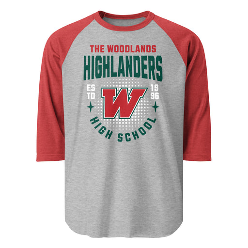 The Woodlands High School Highlanders Unisex 3/4 sleeve Raglan T-shirt 204