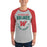 Man wearing The Woodlands High School Highlanders Unisex 3/4 sleeve Raglan T-shirt 204