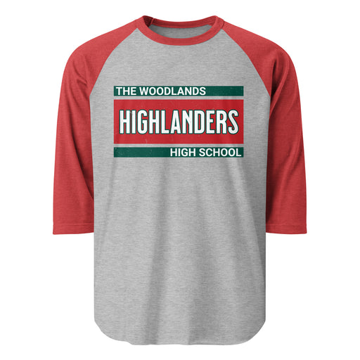 The Woodlands High School Highlanders Unisex 3/4 sleeve Raglan T-shirt 098